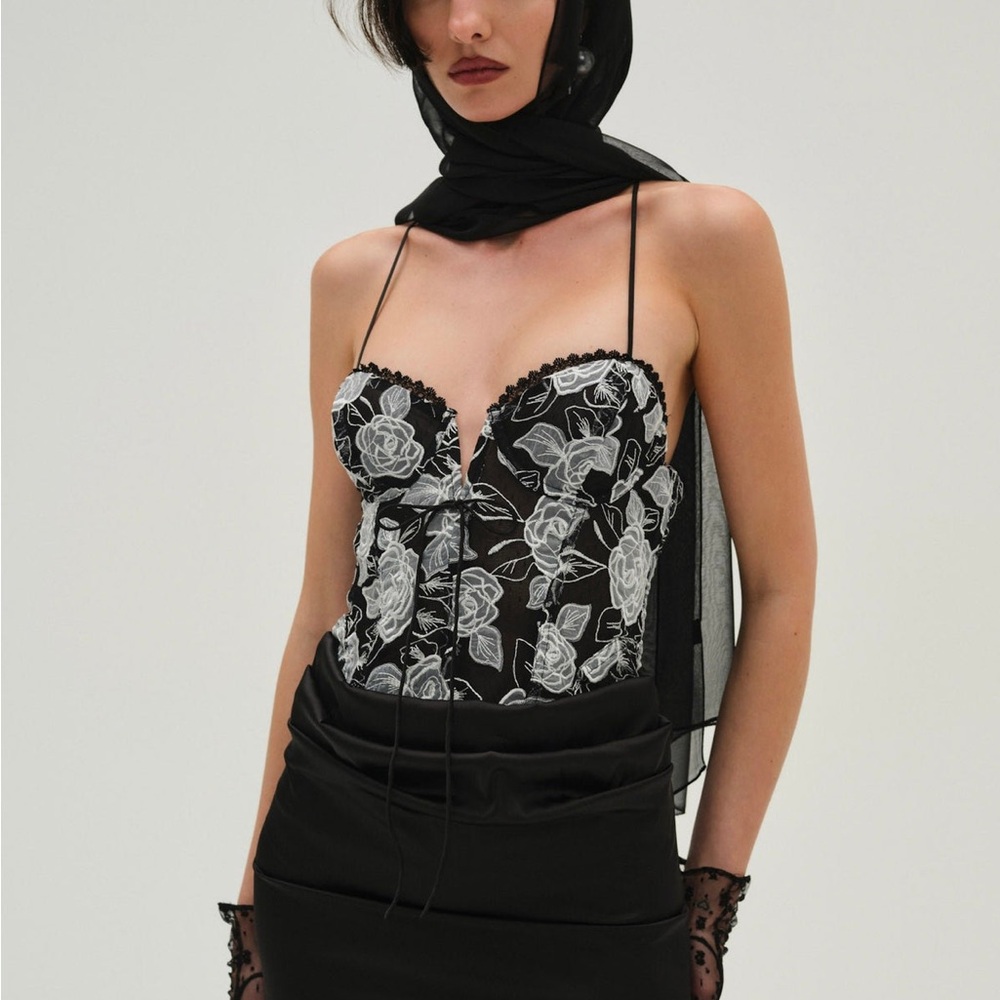 For Love and Lemons dress - Embroidered Roses Maxi Dress